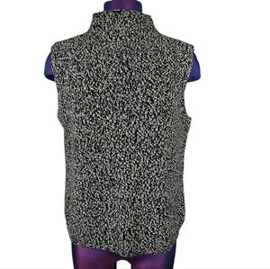 Talbots Black & White Flecked Mock Neck Sleeveless Sweater Size MP Women's
